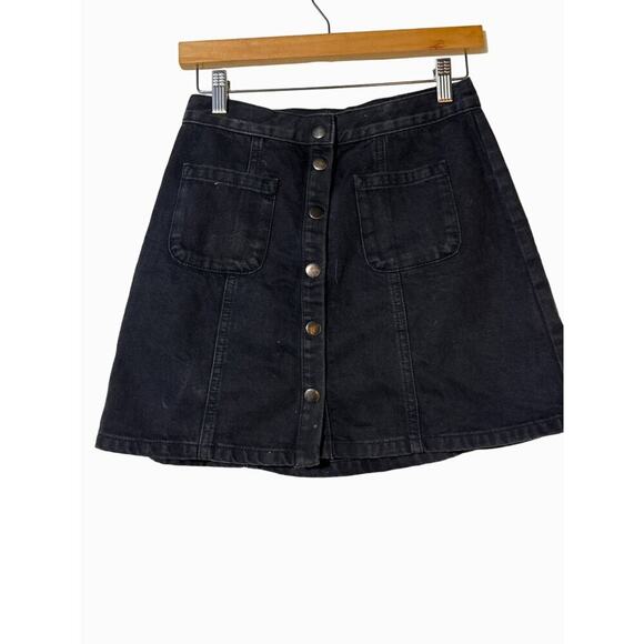BDG Snap Button Down Black Denim Mini Skirt Medium - Picture 1 of 5